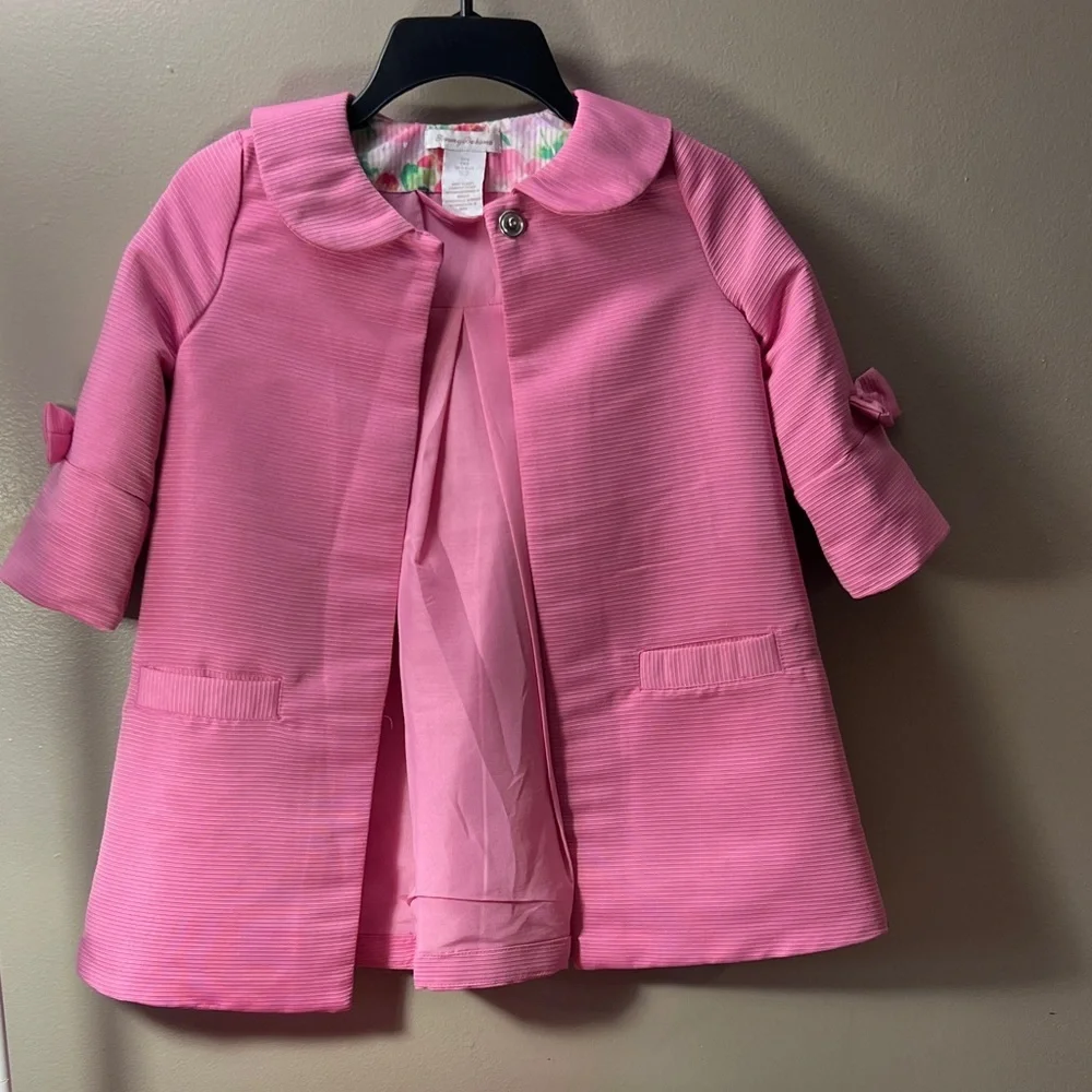 Tommy Bahama Girls' Pink Peter Pan Collar Pea Coat